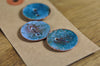 Handmade Enamelled Copper Buttons - Speckled Turquoise