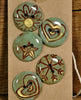 Handmade Buttons, 22mm - Aqua/Brown