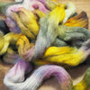 Hand Dyed Cheviot Wool Top for Spinning or Felting - 'Moss and Violet'
