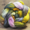 Hand Dyed Cheviot Wool Top for Spinning or Felting - 'Moss and Violet'