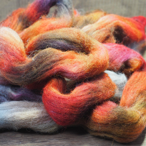 Hand Dyed Cheviot Wool Top for Spinning or Felting - 'Rusted'