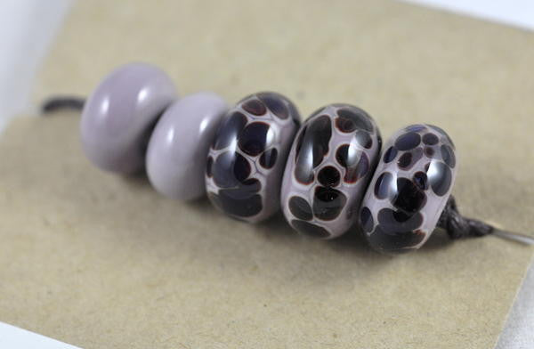 Handmade Glass Beads - Purple with Dark Purple Speckles