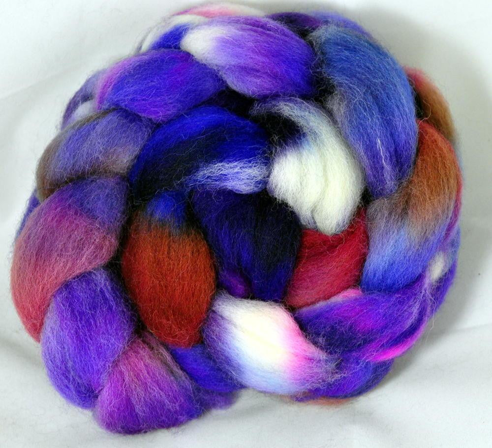 Hand Dyed Wool Top: Romney - Blueberry Smoothie