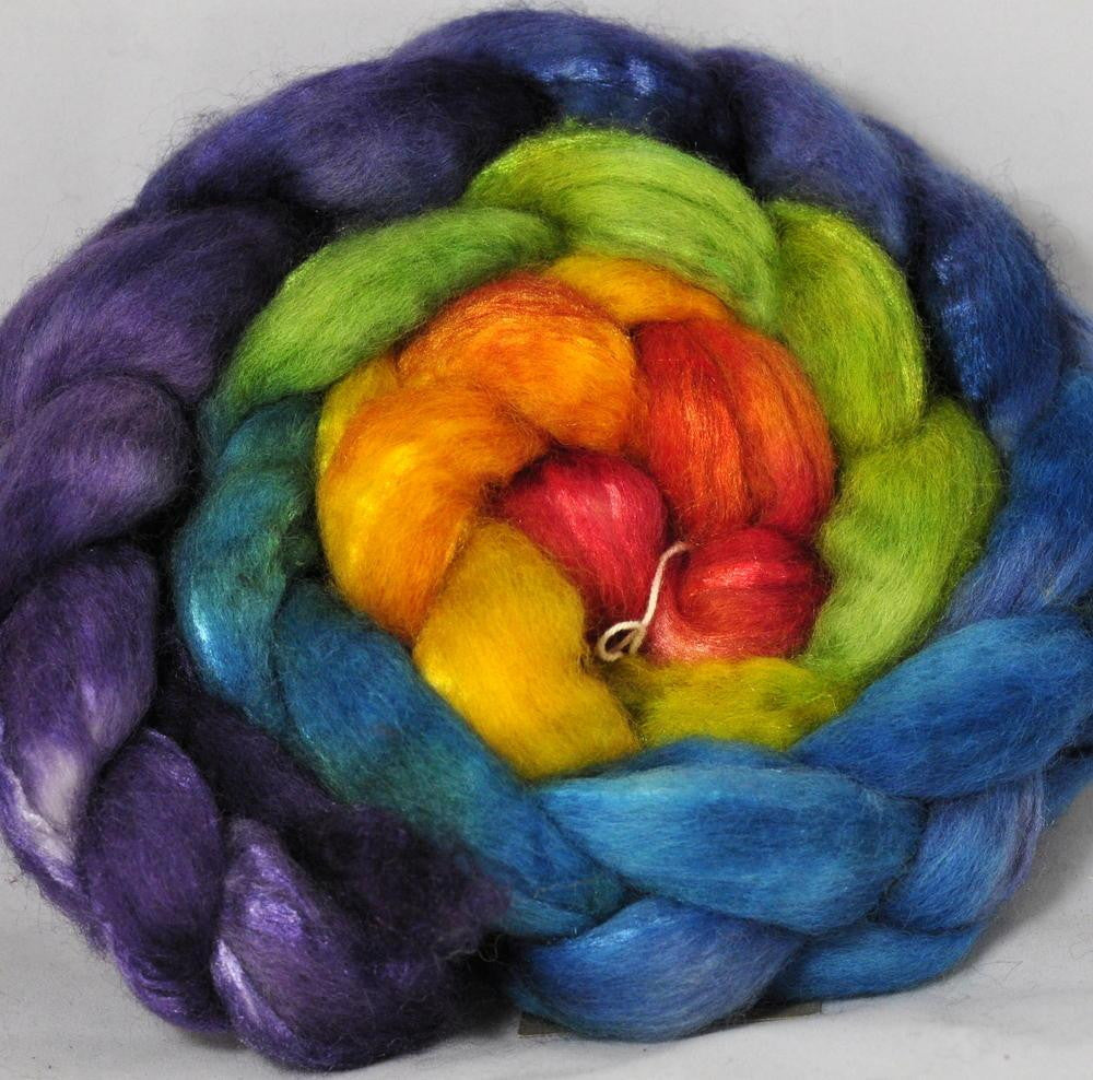 BFL/Silk Top for Hand Spinning - Rainbow Gradient
