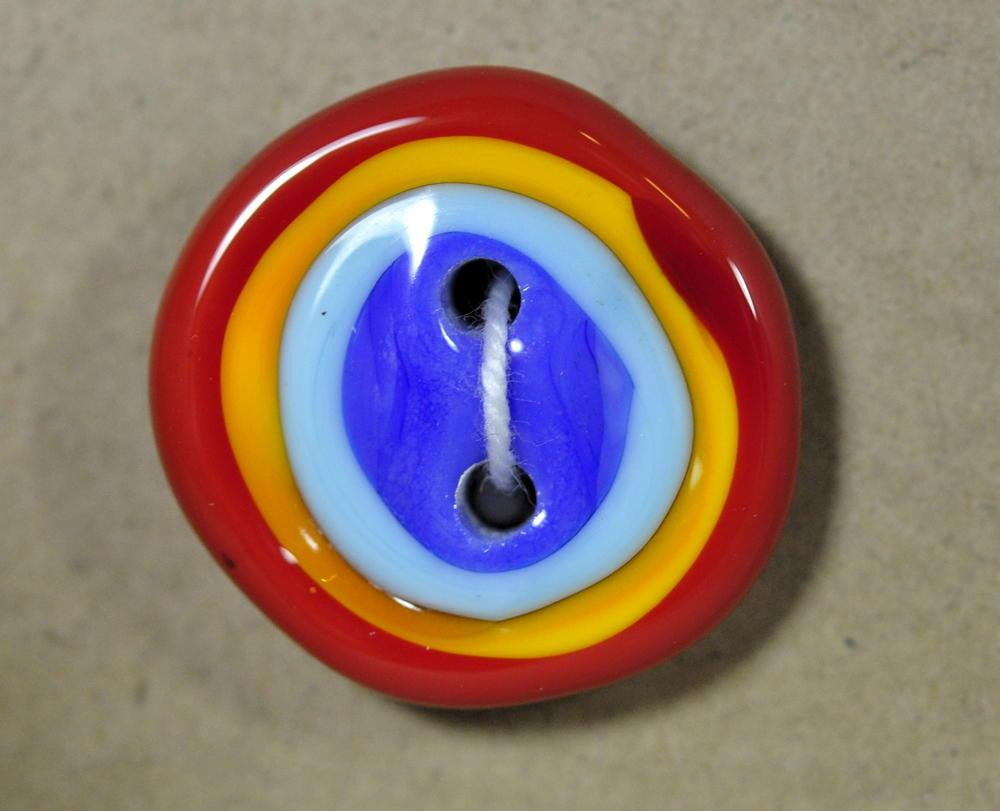 Handmade Glass Button - Rainbow Stripes