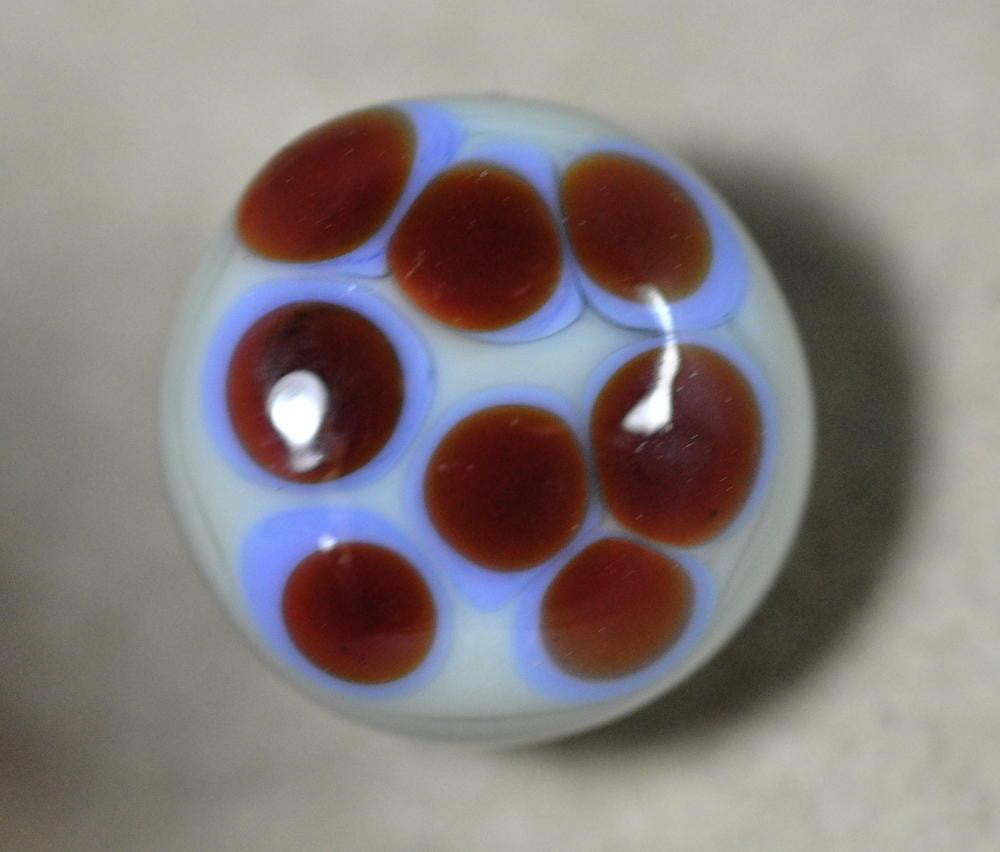 Handmade Glass Button - Minty Green / Red Speckled