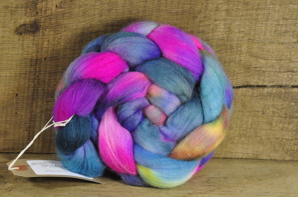 Hand Dyed Shearling Corriedale Wool Top - 'Junebug'