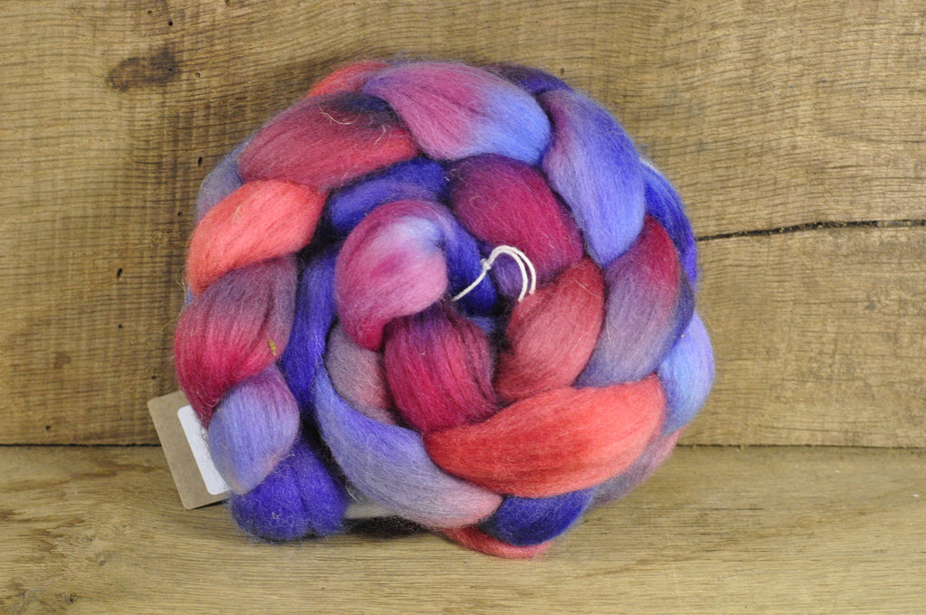 Hand Dyed Shearling Corriedale Wool Top - 'Pulmonaria'