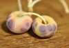 Handmade Lampwork Glass Beads - Cream/Purple Pair