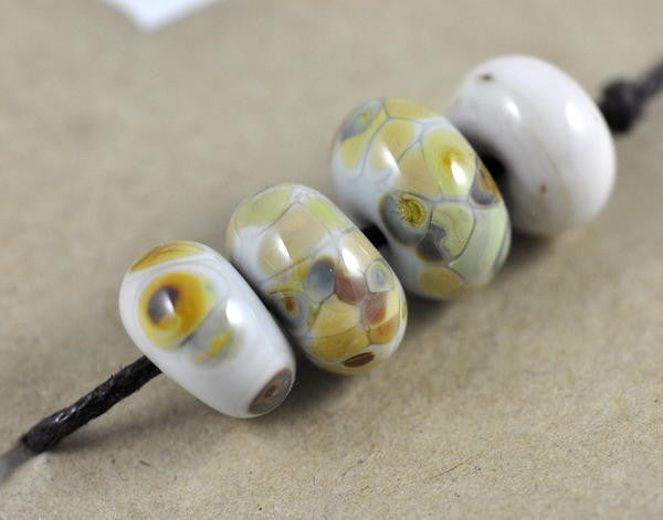 Handmade Glass Beads - Grey with Multicoloured Speckles