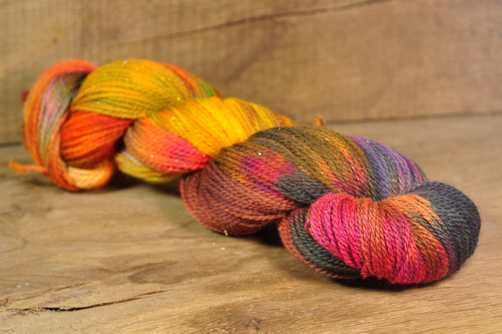 Hand Dyed Merino Sparkle 4ply Yarn (Elgin 4ply) - "Autumn Riches"