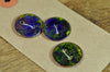 Handmade Enamelled Copper Buttons - Navy and Yellow 19mm