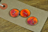Handmade Enamelled Copper Buttons - Orange and Raspberry 19mm