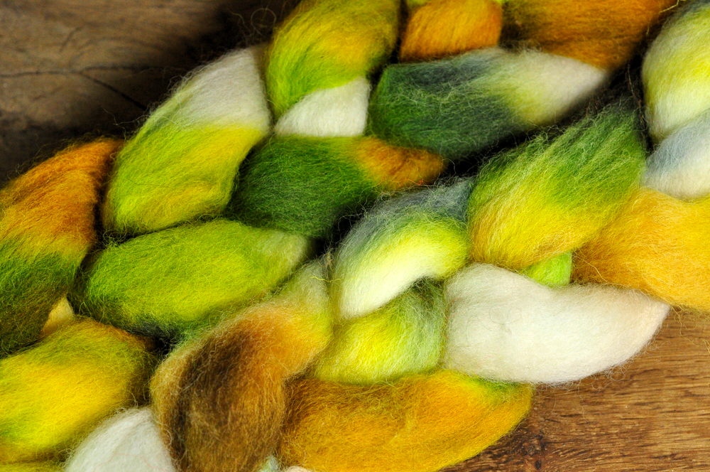 Hand Dyed English Wool Blend Top for Spinning or Felting, - 'Fairy Glen'