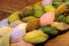 Hand Dyed English Wool Blend Top for Spinning or Felting, - 'Mossy Flowers'