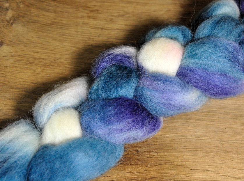 Hand Dyed English Wool Blend Top for Spinning or Felting, - 'Twilight'