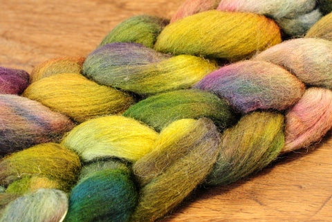100g Hand Dyed Merino Wool Top for Handspinning or Felting - 'Forest Shades'