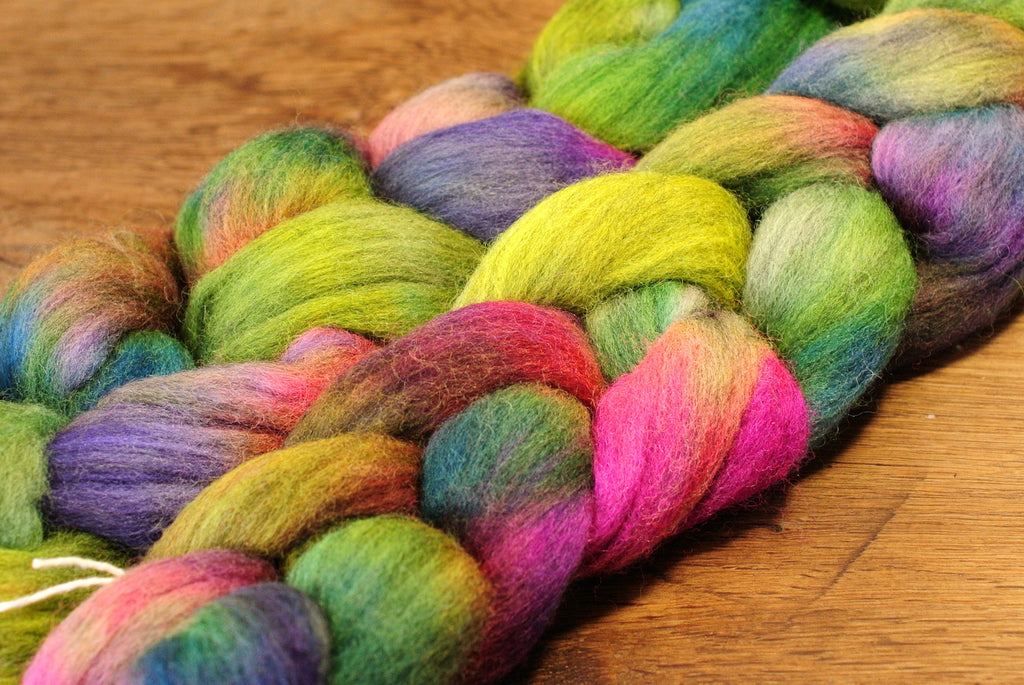100g Hand Dyed Merino Wool Top for Handspinning or Felting - 'Garden Shades'
