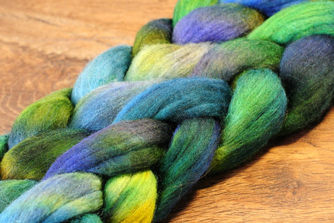100g Hand Dyed Merino Wool Top for Handspinning or Felting - 'Jade Shades'
