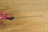 SALE! Spinner's Fetch Hook (Orifice hook), Lampwork Glass: Black / Blue Dots