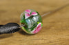 Spinner's Fetch Hook (Orifice hook), Lampwork Glass: Green with Pink Flowers