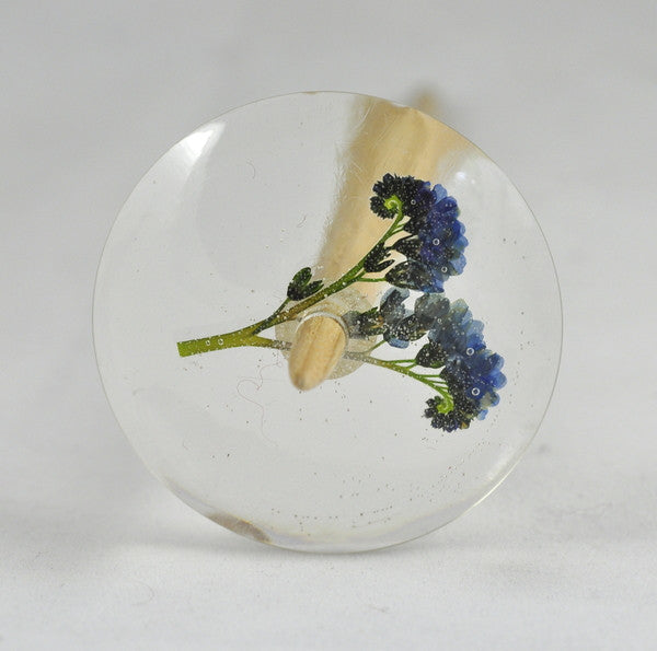 Low Whorl, Hookless Resin Spindle - Forget-me-nots