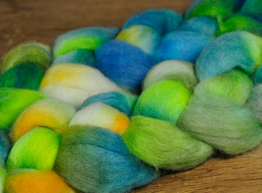 Hand Dyed Corriedale Wool Top - 'Frog'