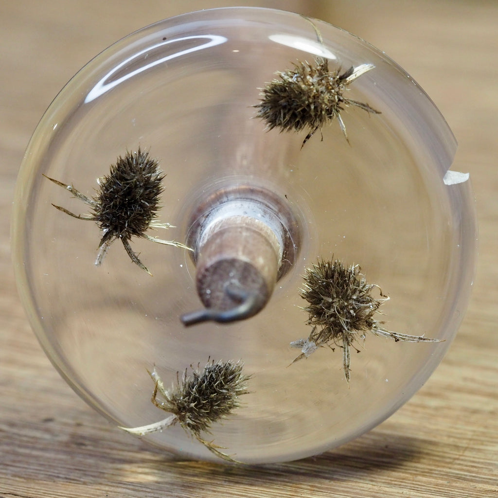 Botanical Top Whorl Resin Drop Spindle - Tiny Teasels
