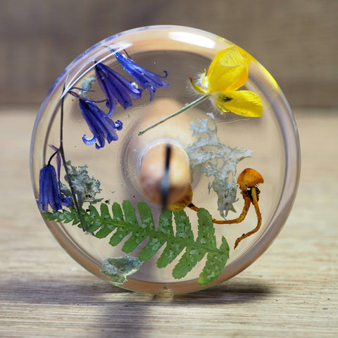Botanical Top Whorl Resin Drop Spindle - Spring Woodland Treasures, 37 grams
