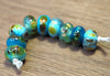 Handmade Lampwork Glass Beads - Turquoise, Cream, Black Dotty Mix