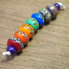 Handmade Lampwork Glass Beads - Rainbow with Raku Frit