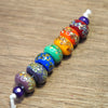 Handmade Lampwork Glass Beads - Rainbow with Raku Frit