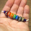 Handmade Lampwork Glass Beads - Rainbow with Raku Frit