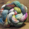 Hand Dyed Cheviot Wool Top for Spinning or Felting - 'Green and Pink'