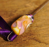 Spinner's Fetch Hook (Orifice hook) with Lampwork Glass Handle, 'Pearly Pink Swirls'