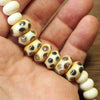 Handmade Lampwork Glass Beads - Ivory with Metallic Dots