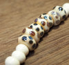 Handmade Lampwork Glass Beads - Ivory with Metallic Dots
