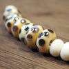 Handmade Lampwork Glass Beads - Ivory with Metallic Dots
