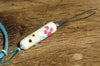 Spinner's Threading Hook (Orifice hook), Lampwork Glass: Ivory/Pink Flowers