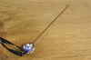 Spinner's Fetch Hook (Orifice hook), Lampwork Glass: Little Flowers, Iridescent Blue