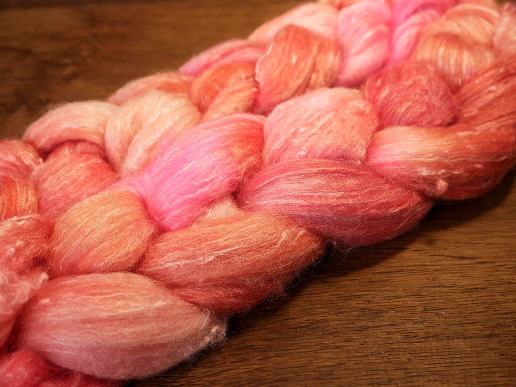 Tweedy Merino/Bamboo Top with Neps for Hand Spinning - 'Rose Pinks'