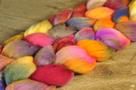 100g Hand Dyed Merino Wool Top for Handspinning or Felting - 'Russet Tones'