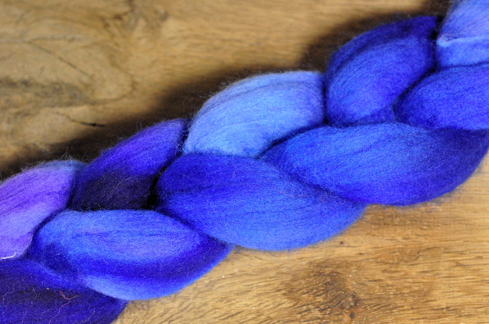 Hand Dyed Merino Wool Top for Handspinning - 'Sapphire'