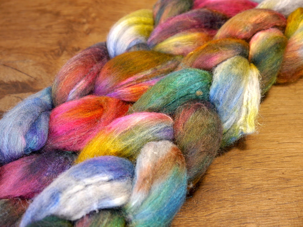 Merino/Silk Top for Hand Spinning - 'Herbaceous Border'