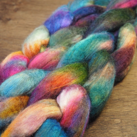 Merino/Silk Top (50/50) for Hand Spinning - 'Iridescent Jade’