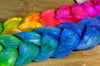 Hand Dyed Luxury Merino/Silk Top for Handspinning or Felting, Gradient Colours - ''Muted Raindow'