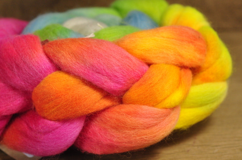 Hand Dyed Merino Wool Top - 'Tropical Rainbow'