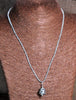 Lampwork Bead Necklace - Shimmery Silver on Seed Bead Chain