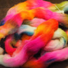 Hand Dyed Cheviot Wool Top for Spinning or Felting - 'Neon Flames'