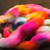 Hand Dyed Cheviot Wool Top for Spinning or Felting - 'Neon Flames'